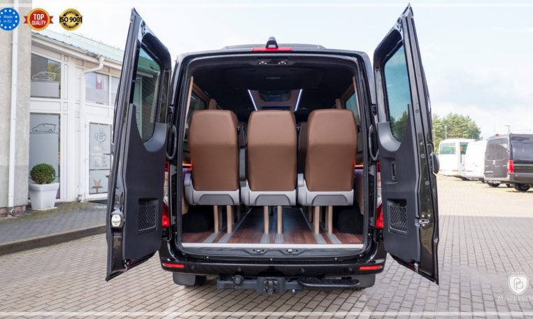 Mercedes-Benz Sprinter Luxury Van made by Busprestige 9 passenger van rear seat